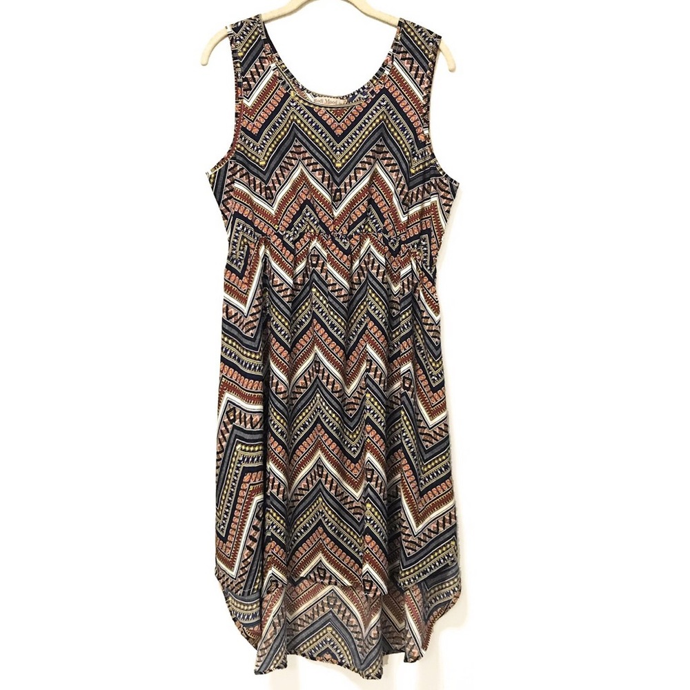 ZigZag Hi-Low Dress with Elastic Waist - NWOT
